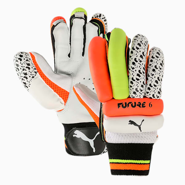 Future 6 Cricket Batting Gloves, Fast Yellow-Ultra Orange, extralarge-IND