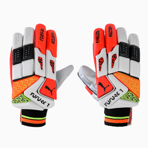 Future 1 Cricket Batting Gloves, Fast Yellow-Ultra Orange, extralarge-IND
