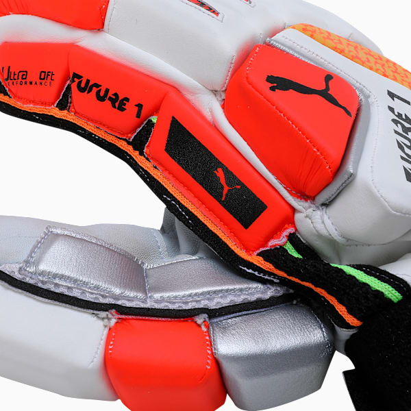 Future 1 Cricket Batting Gloves, Fast Yellow-Ultra Orange, extralarge-IND