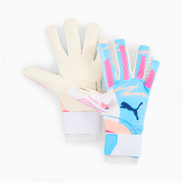 ユニセックス サッカー プーマ ウルトラ アルティメット ボリュームアップ ハイブリッド ゴールキーパーグローブ, PUMA White-Poison Pink-Luminous Blue, extralarge-JPN