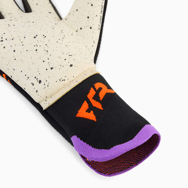 FUTURE Ultimate NC Soccer Goalkeeper Gloves, PUMA Black-Glowing Red-Purple Glimmer, extralarge