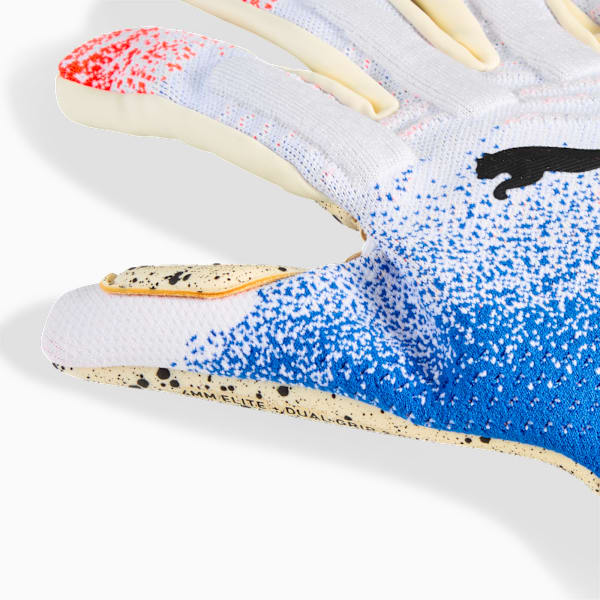 FUTURE Ultimate NC Soccer Goalkeeper Gloves, PUMA White-Glowing Red-Ultra Blue, extralarge