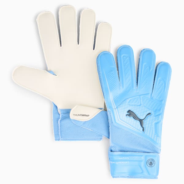 MCFC ULTRA Play Goalkeeper Gloves Youth, Team Light Blue-PUMA White, extralarge
