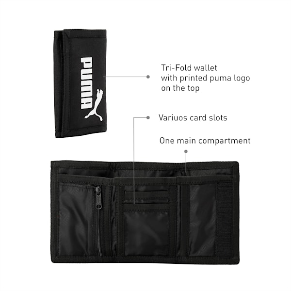 PUMA Tri-Fold Unisex Wallet, Puma Black-Puma White, extralarge-IND