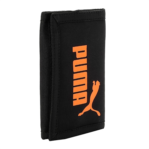 PUMA Tri-Fold Unisex Wallet, Puma Black-Vibrant Orange, extralarge-IND