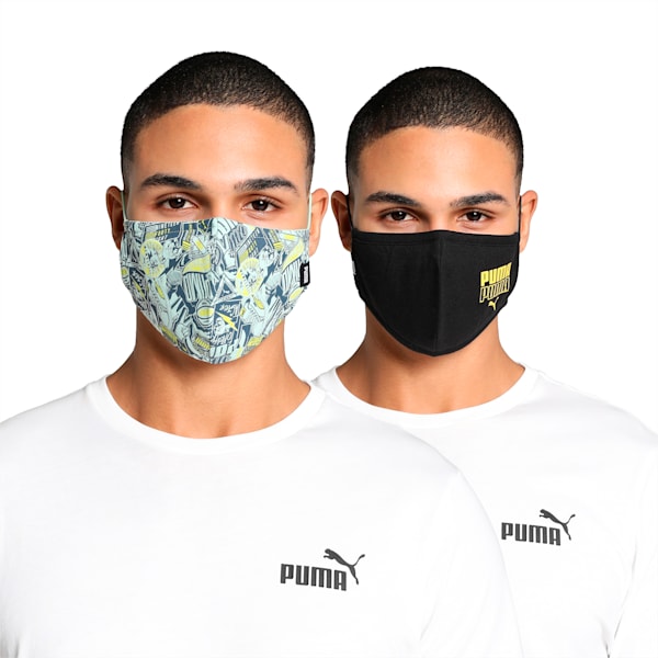 PUMA Face Mask II Pack of 2, Mist Green-Puma Black, extralarge-IND