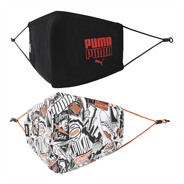 PUMA Face Mask II Pack of 2, Firecracker-Puma Black, extralarge-IND