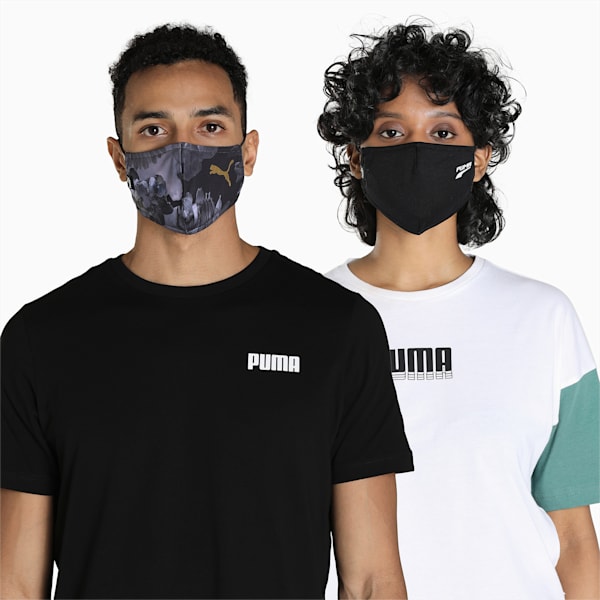 PUMA Face Mask II Pack of 2, Puma Black-Dark Dreams AOP, extralarge-IND