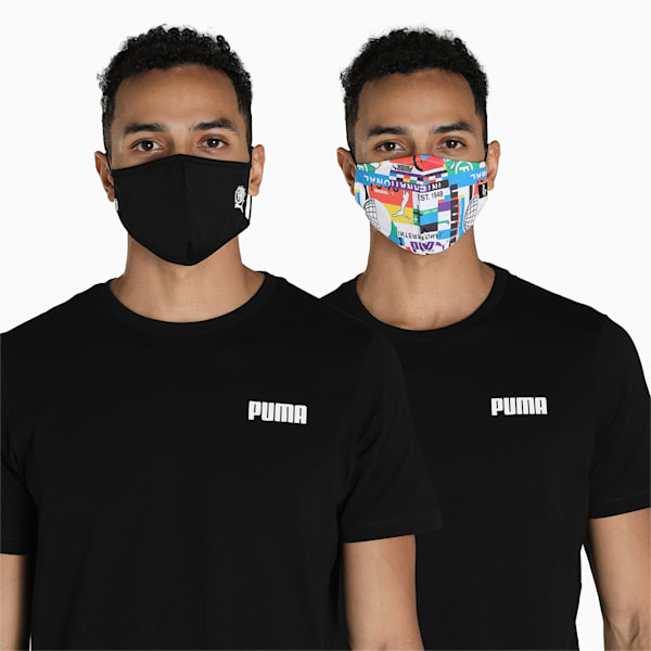 PUMA Face Mask II Pack of 2, Puma Black-International AOP, extralarge-IND