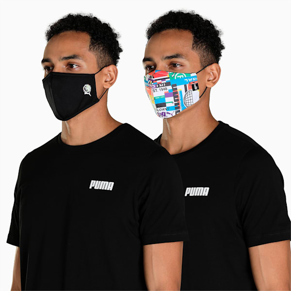 Face Mask Pack of 2, Puma Black-International AOP, extralarge-IND