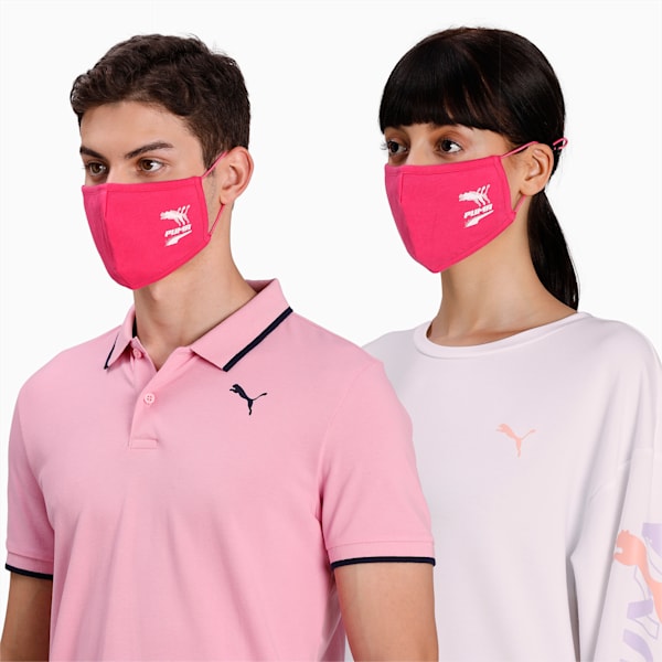 PUMA Adjustable Face Mask Set of Two, Glowing Pink-pretty pink