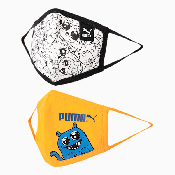 Monsters Youth Face Masks Pack of 2, Puma Black-Zinnia-Monster, extralarge-IND