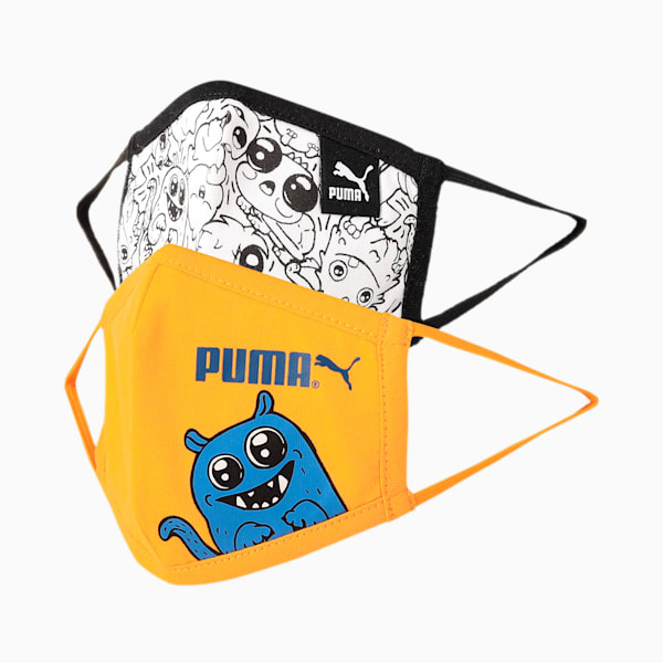 Monsters Youth Face Masks Pack of 2, Puma Black-Zinnia-Monster, extralarge-IND