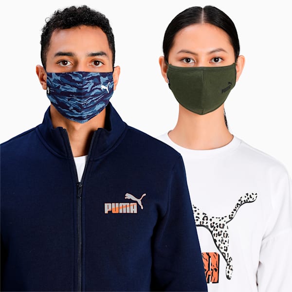 Camo Face Mask Pack of 2, Forest Night-Peacoat-camo, extralarge-IND