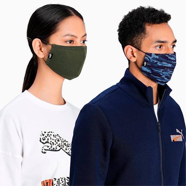 Camo Face Mask Pack of 2, Forest Night-Peacoat-camo, extralarge-IND