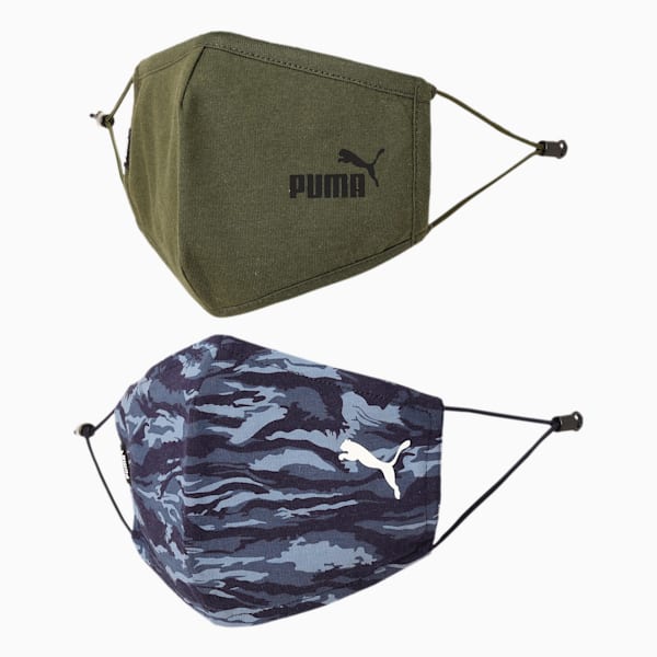 PUMA Camo Face Mask Pack of 2, Forest Night-Peacoat-camo, extralarge-IND