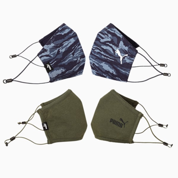 Camo Face Mask Pack of 2, Forest Night-Peacoat-camo, extralarge-IND