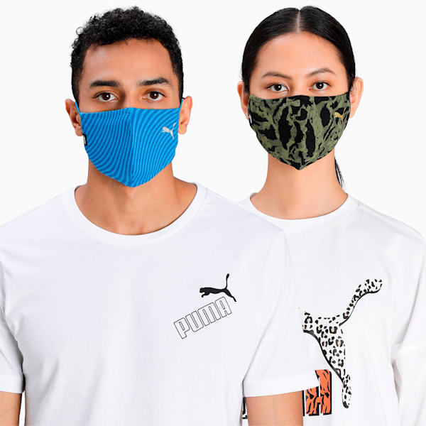 PUMA Camo Face Mask Pack of 2, French Blue-Burnt Olive-camo, extralarge-IND