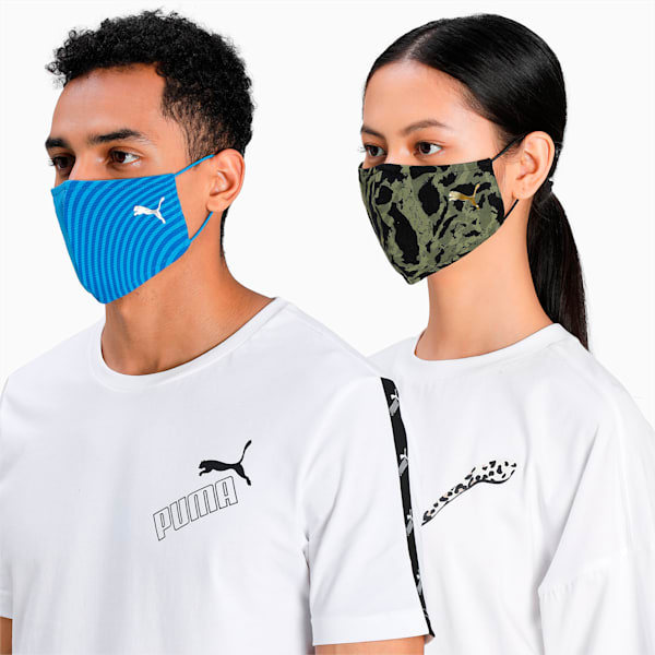 PUMA Camo Face Mask Pack of 2, French Blue-Burnt Olive-camo, extralarge-IND