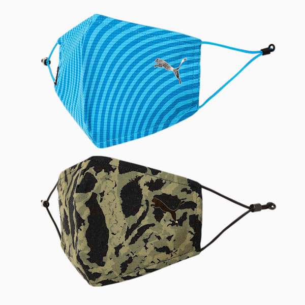 Camo Face Mask Pack of 2, French Blue-Burnt Olive-camo, extralarge-IND