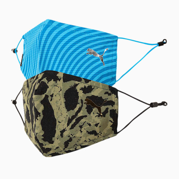 Camo Face Mask Pack of 2, French Blue-Burnt Olive-camo, extralarge-IND
