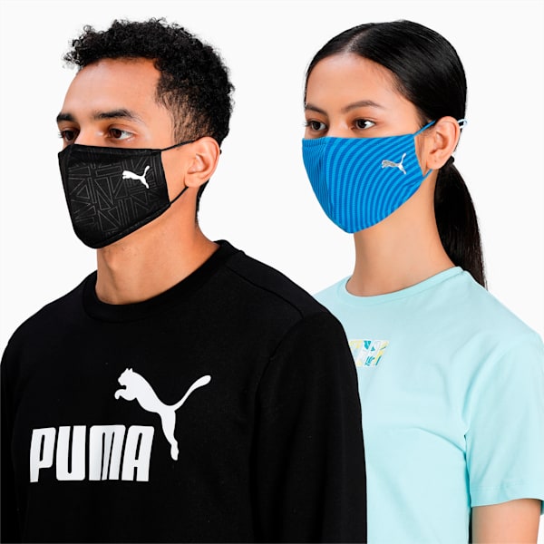Elev. All Over Print Mask Pack of 2, French Blue-Puma Black-AOP