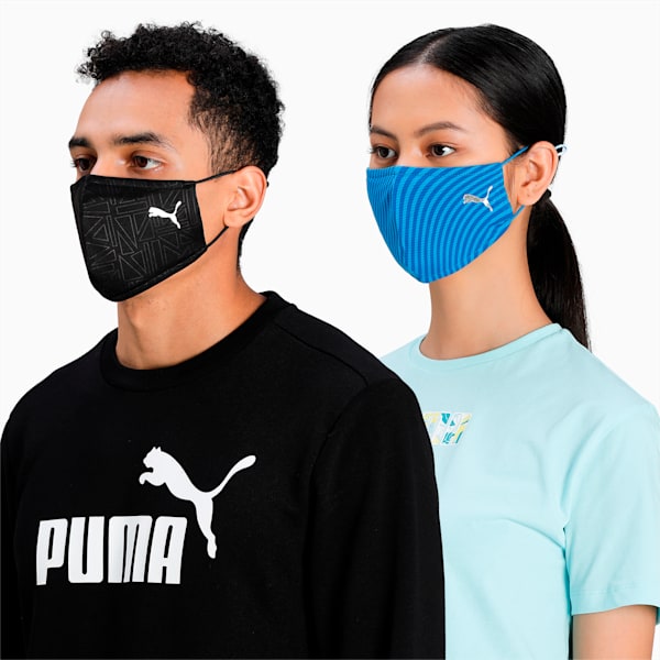 Elev. All Over Print Masks Pack of 2, French Blue-Puma Black-AOP, extralarge-IND