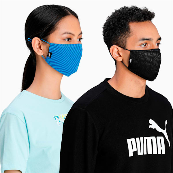 Elev. All Over Print Mask Pack of 2, French Blue-Puma Black-AOP