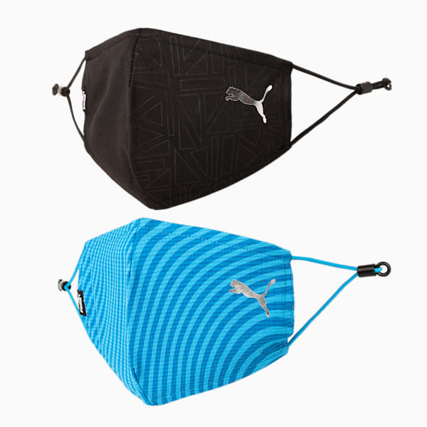 Elev. All Over Print Masks Pack of 2, French Blue-Puma Black-AOP, extralarge-IND
