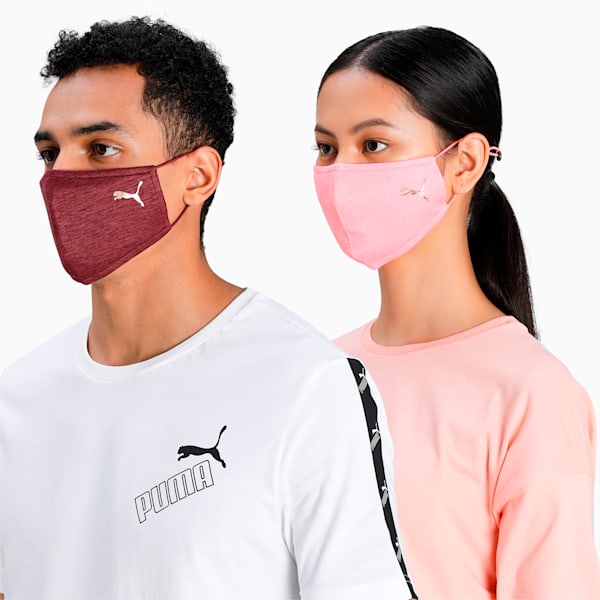 Elev. Heath Mask Pack of 2, Luminous Peach Heather-Burgundy Heather