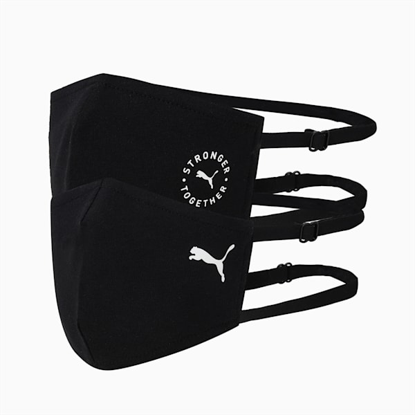 PUMA Face Mask With Headband Pack of 2, Puma Black-Cat stronger together, extralarge-IND