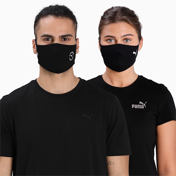 PUMA Face Mask With Headband Pack of 2, Puma Black-Cat stronger together, extralarge-IND