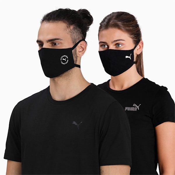 PUMA Face Mask With Headband Pack of 2, Puma Black-Cat stronger together, extralarge-IND