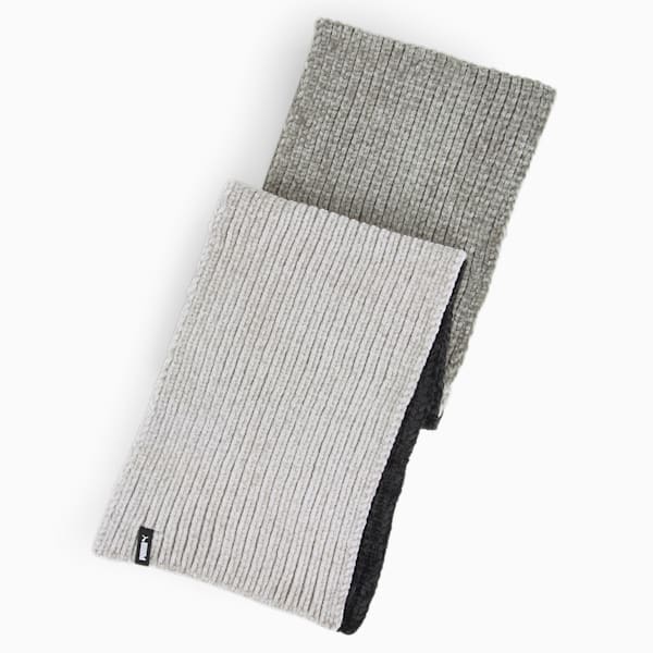 Chenille Scarf, Puma Black-Medium Gray Heather-Light Gray Heather, extralarge