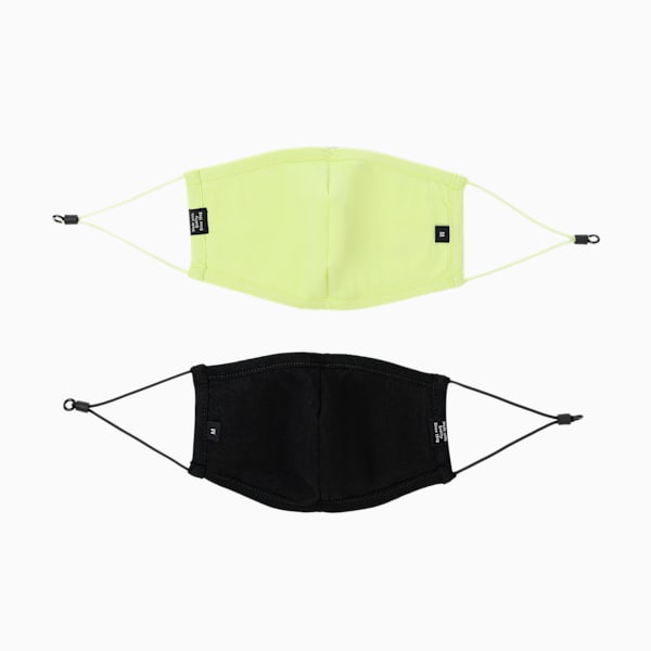 PUMA Face Mask Pack of 2, Puma Black-Sunny Lime-Pink Lady, extralarge-IND