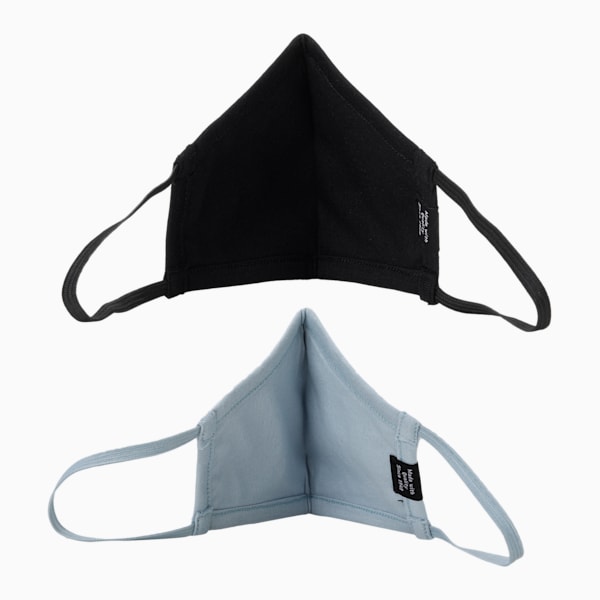 PUMA Club Youth Face Mask Pack of 2, Puma Black-Blue Fog-Graphic