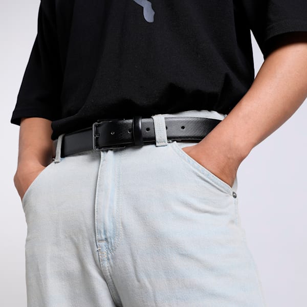 EDGE Leather Belt, PUMA Black-Silver, extralarge-IND