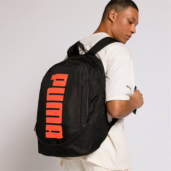 PUMA Pioneer II Unisex Backpack, black-fluo orange, extralarge-IND