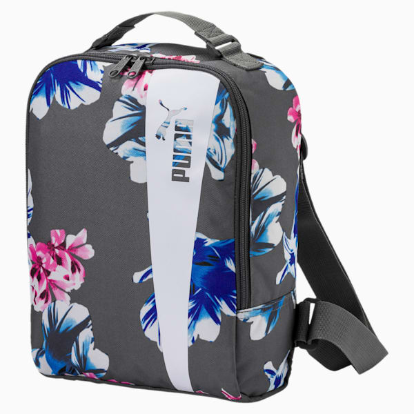 Core Style Icon Bag, Steel Gray-flower graphic, extralarge-IND
