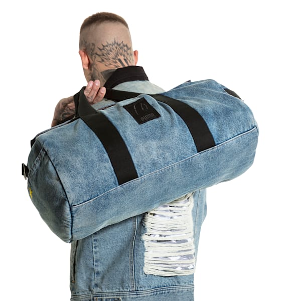 PUMA x XO Denim Duffle, Blue Indigo-BLEACHED DENIM, extralarge