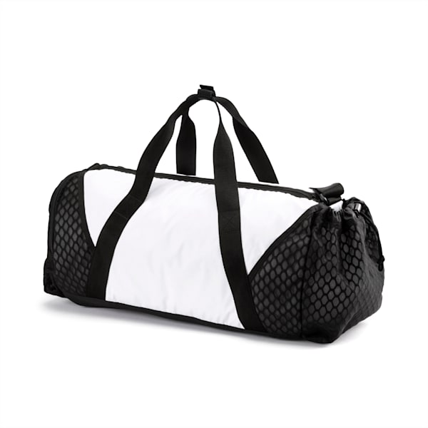 Ambition Gold Women's Barrel Bag, Puma White-Puma Black, extralarge
