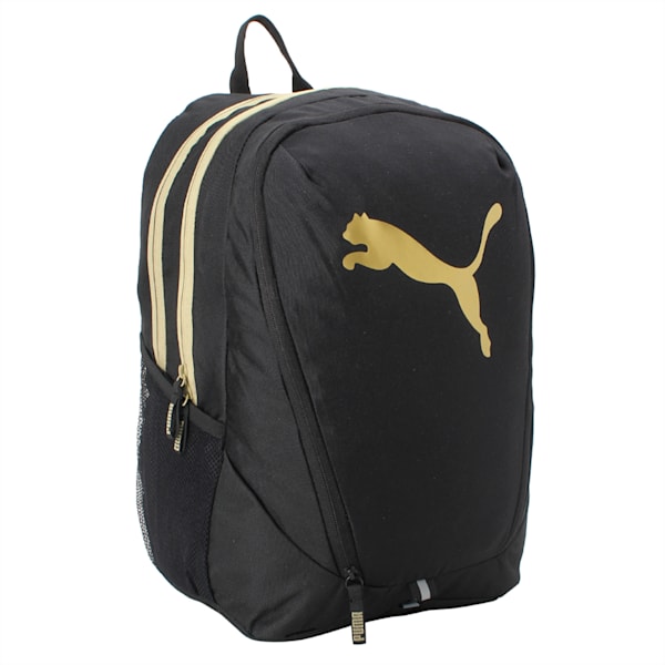 PUMA Cat Backpack IND, Puma Black-Gold, extralarge-IND