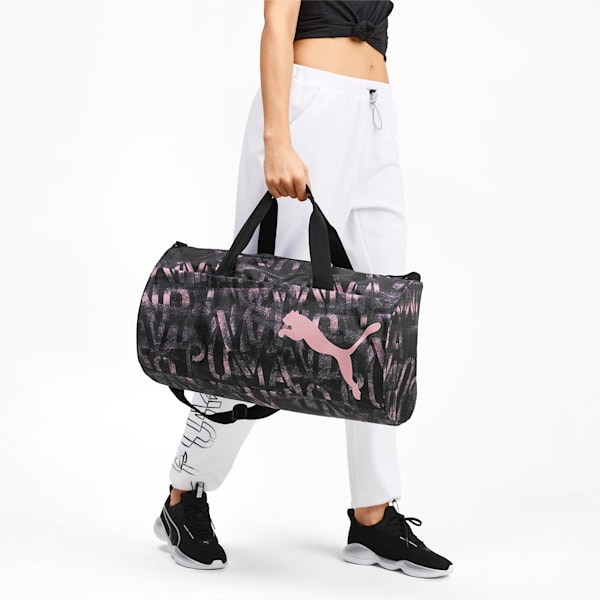 AT ESS Barrel Bag, Puma Black-Bridal Rose-AOP, extralarge