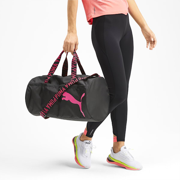 Bolso tipo barril AT ESS, Puma Black-Pink Alert-AOP, extralarge