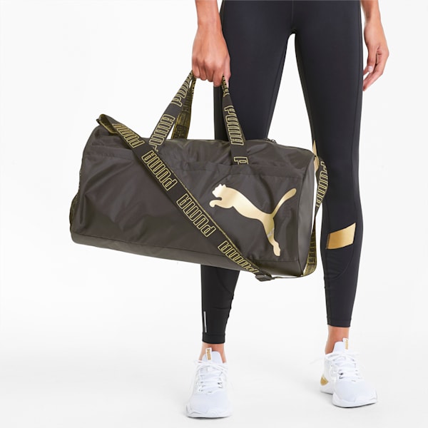 AT ESS Barrel Bag, Puma Black-Metallic Gold, extralarge