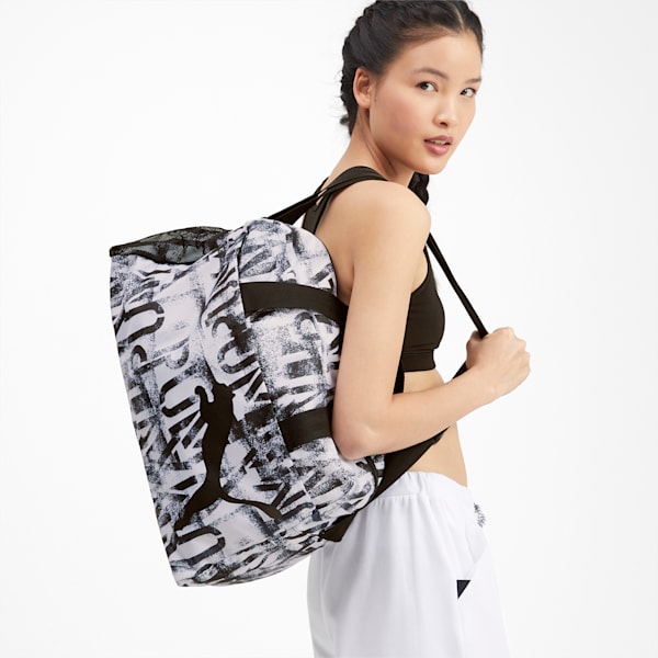 トレーニング AT エッセンシャル ウィメンズ グリップ ダッフル バッグ 30L, Puma White-Puma Black-AOP, extralarge-JPN