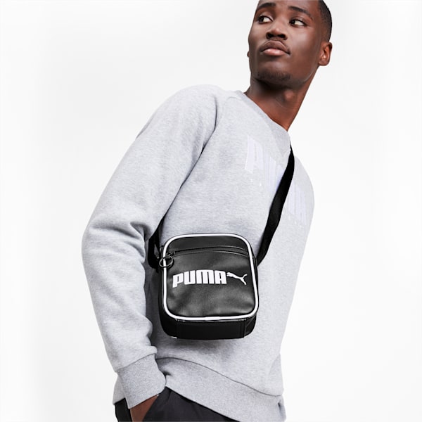 Campus Portable Retro Shoulder Bag, Puma Black, extralarge