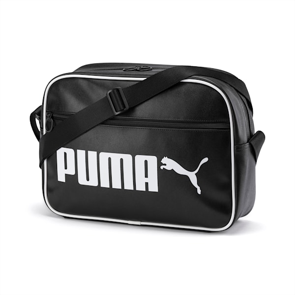 Campus Reporter Retro Shoulder Bag, Puma Black, extralarge