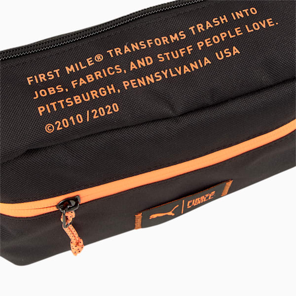 PUMA x FIRST MILE Running Waist Bag, Puma Black-Fizzy Orange, extralarge
