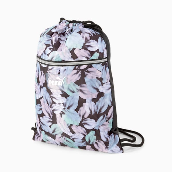 Core Seasonal Women's Gym Sack, Puma Black-Leaf AOP, extralarge